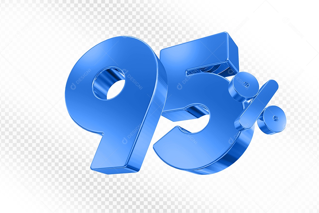 Elemento 3D Número 95% Azul para Composição PSD