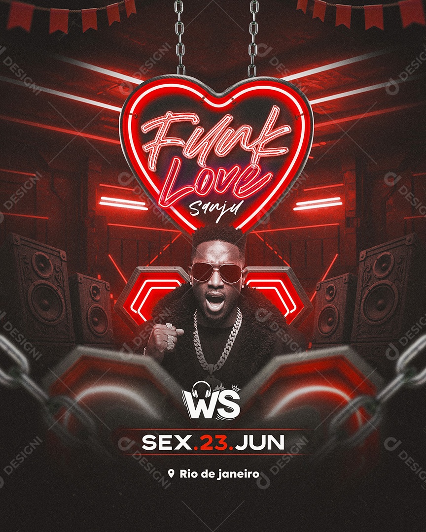 Flyer Funk Love Sanju Social Media Feed PSD Editável