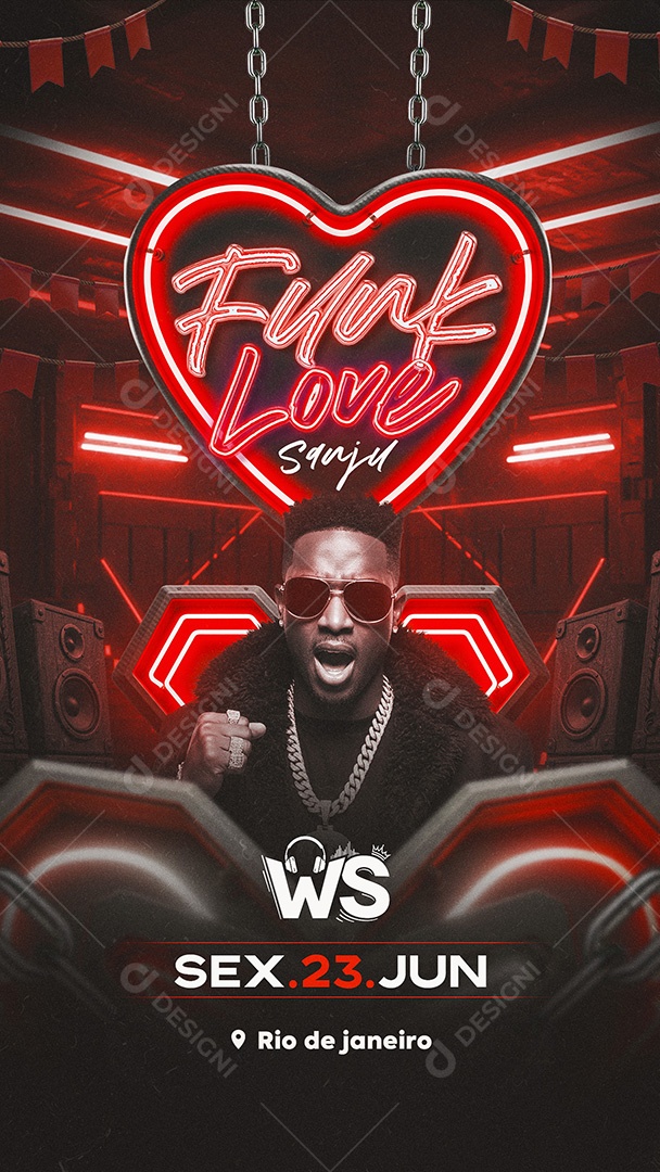 Flyer Funk Love Sanju Social Media Story PSD Editável