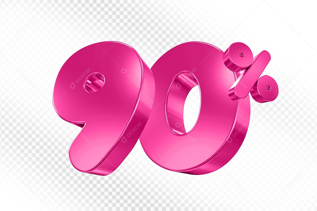 Balão 3D Número 90% Elemento 3D Para Composição PSD
