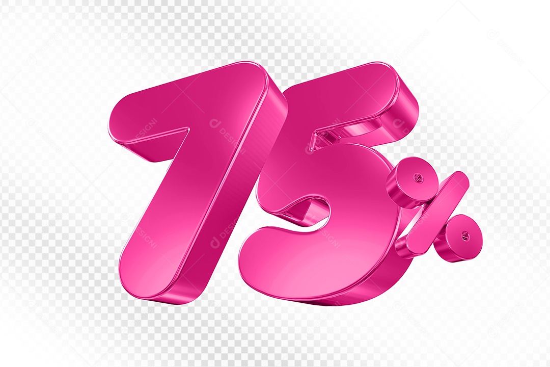Balão 3D Número 75% Elemento 3D Para Composição PSD