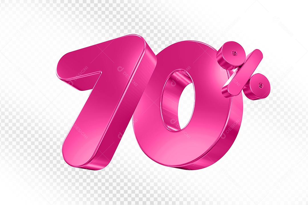 Balão 3D Número 70% Elemento 3D Para Composição PSD