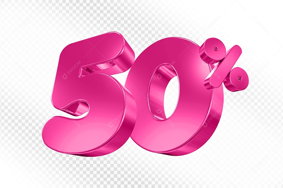 Balão 3D Número 50% Elemento 3D Para Composição PSD