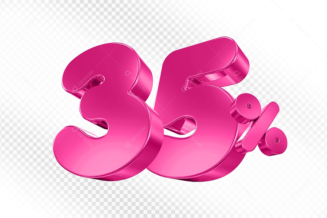 Balão 3D Número 35% Elemento 3D Para Composição PSD