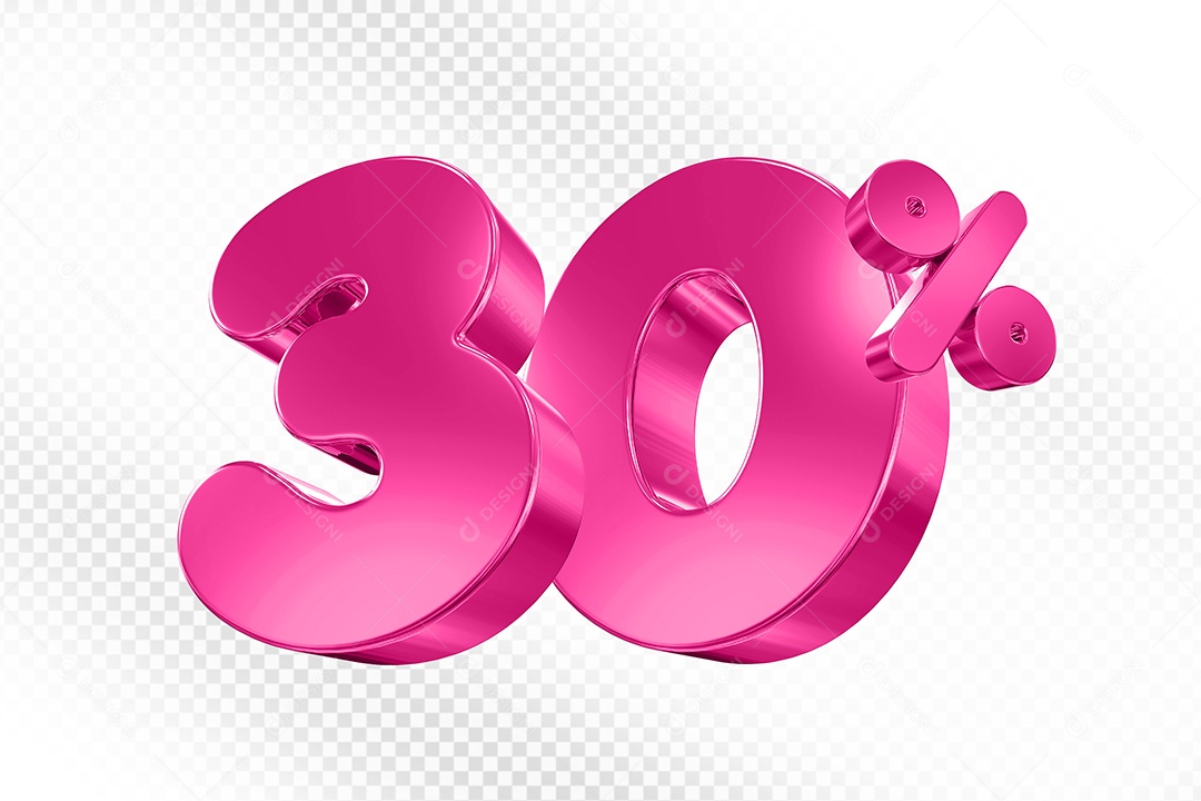 Balão 3D Número 30% Elemento 3D Para Composição PSD