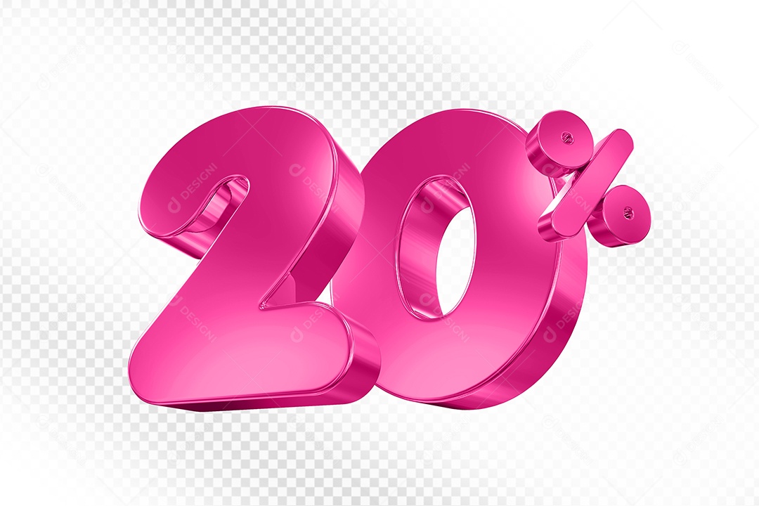 Balão 3D Número 20% Elemento 3D Para Composição PSD