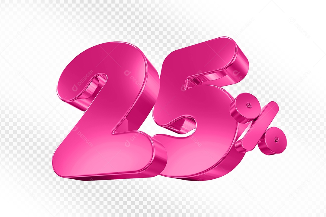 Balão 3D Número 25% Elemento 3D Para Composição PSD