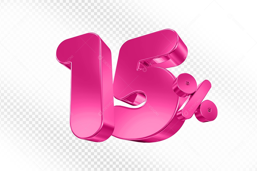 Balão 3D Número 15% Elemento 3D Para Composição PSD