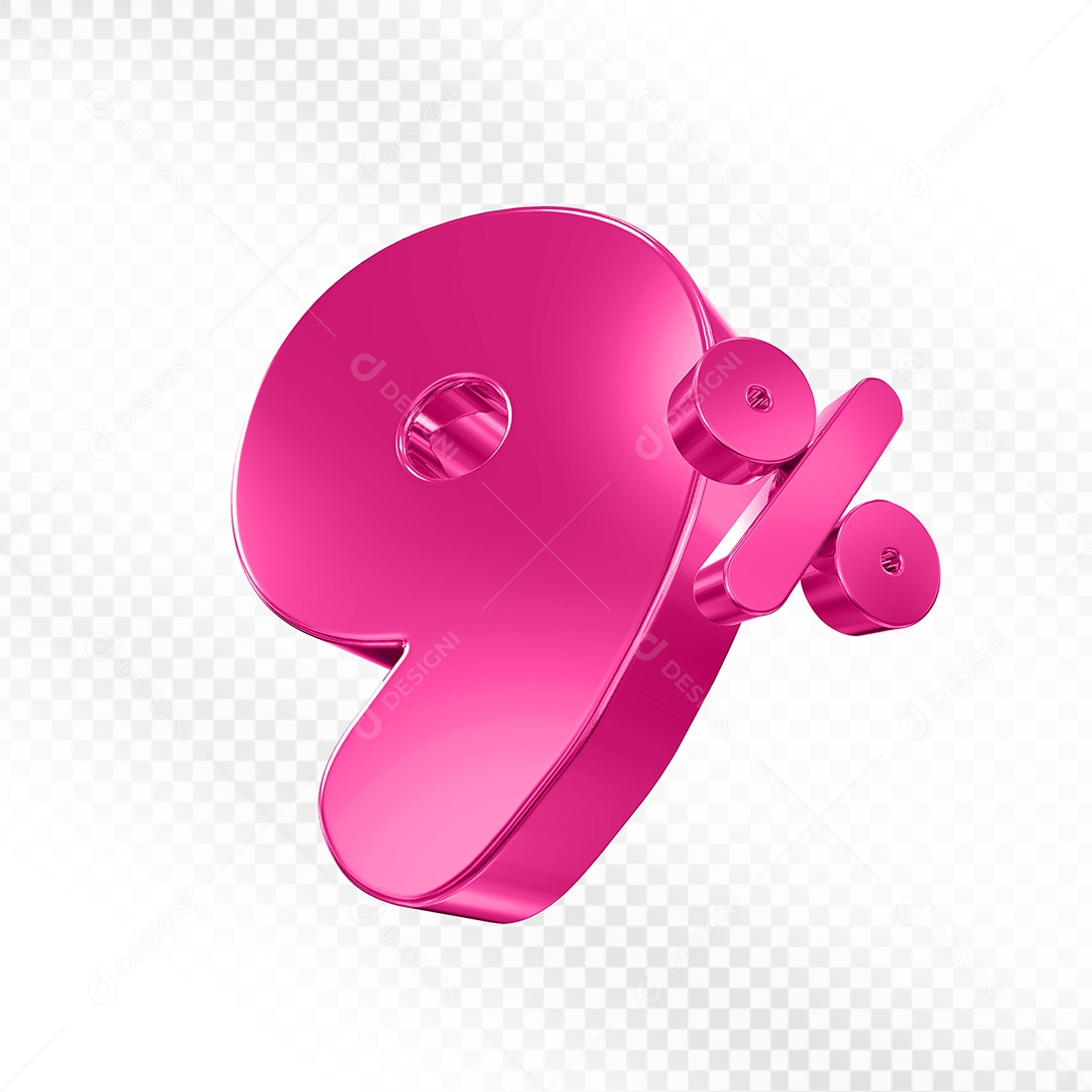 Balão 3D Número 9% Elemento 3D Para Composição PSD