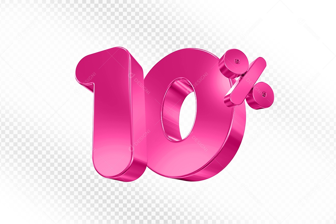 Balão 3D Número 10% Elemento 3D Para Composição PSD