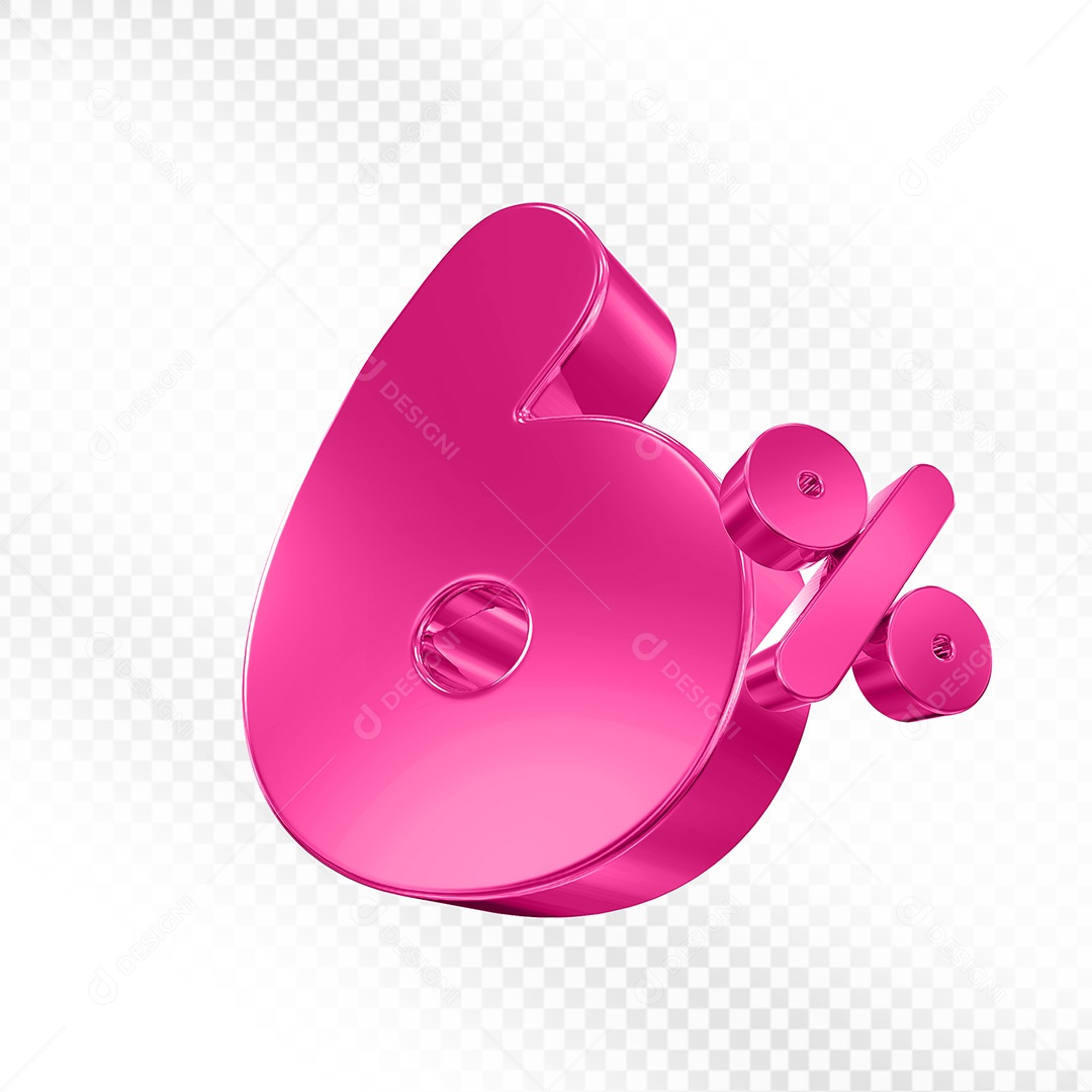 Balão 3D Número 6% Elemento 3D Para Composição PSD