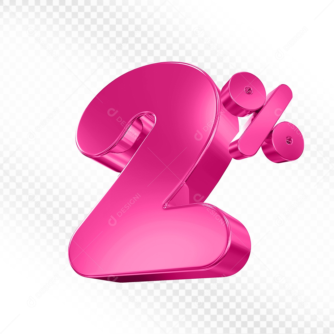 Balão 3D Número 2% Elemento 3D Para Composição PSD