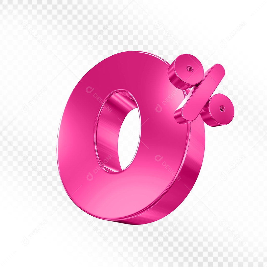 Balão 3D Número 0% Elemento 3D Para Composição PSD