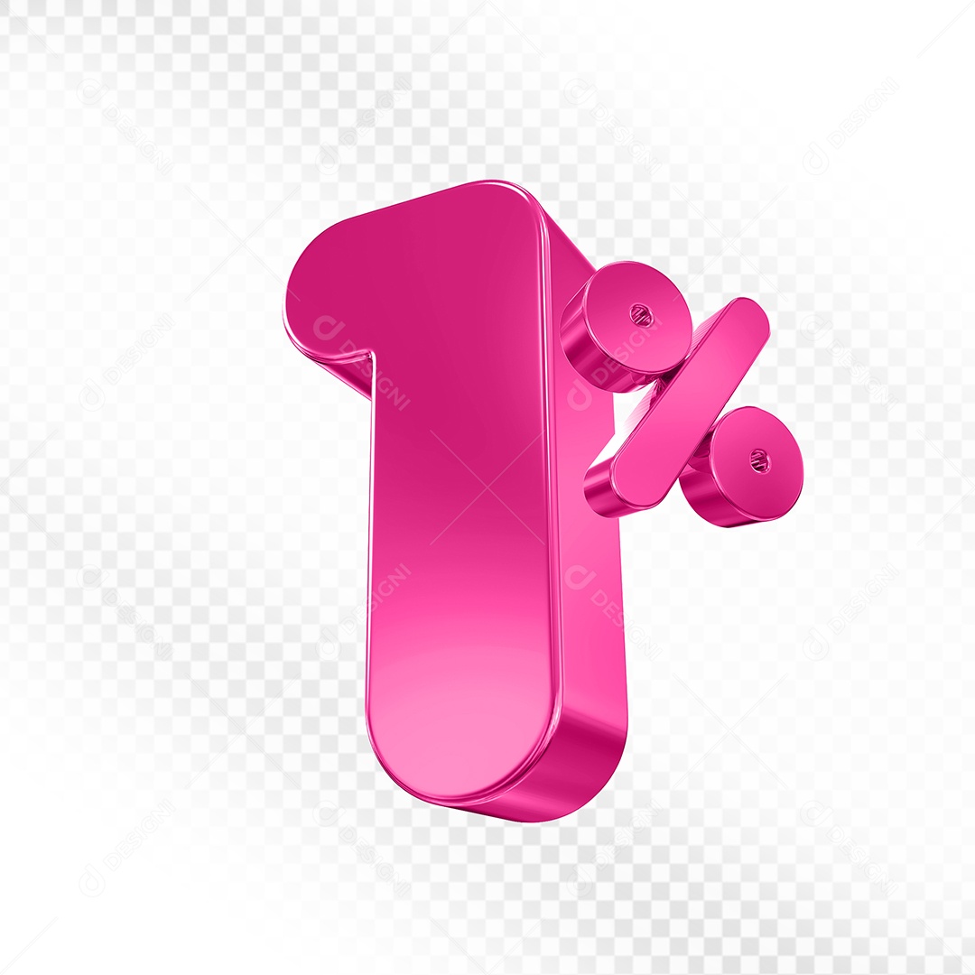 Balão 3D Número 1% Elemento 3D Para Composição PSD