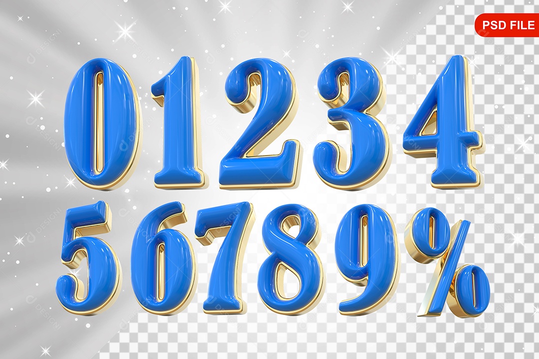 Balão 3D Conjuntode Números Com Simbolo de Desconto Elemento Para Composição PSD