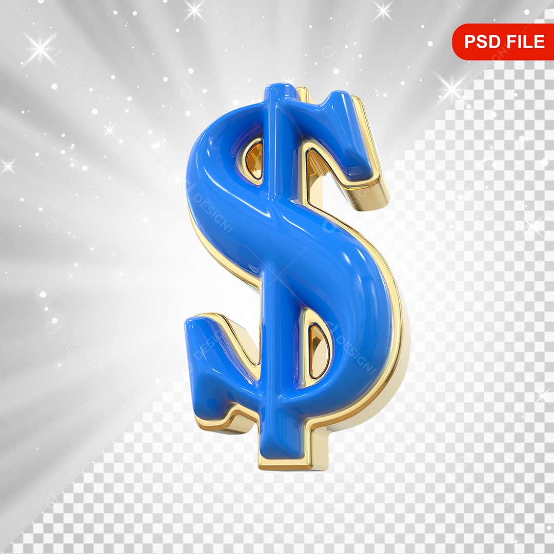 Balão 3D Com Simbolo de Cifrão Dinheiro Elemento Para Composição PSD