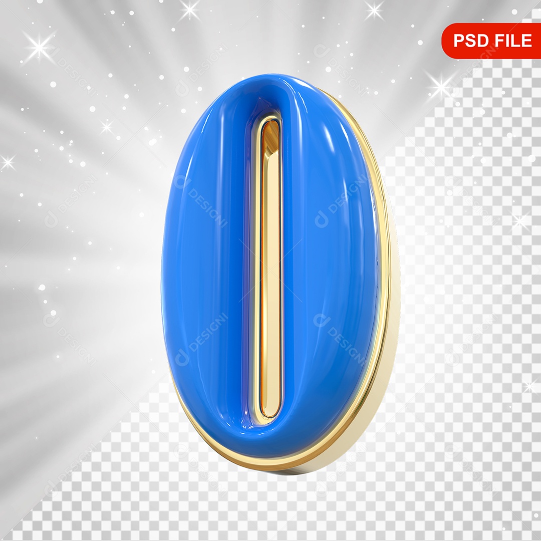 Números 0 Azul Elemento 3D Para Composição PSD