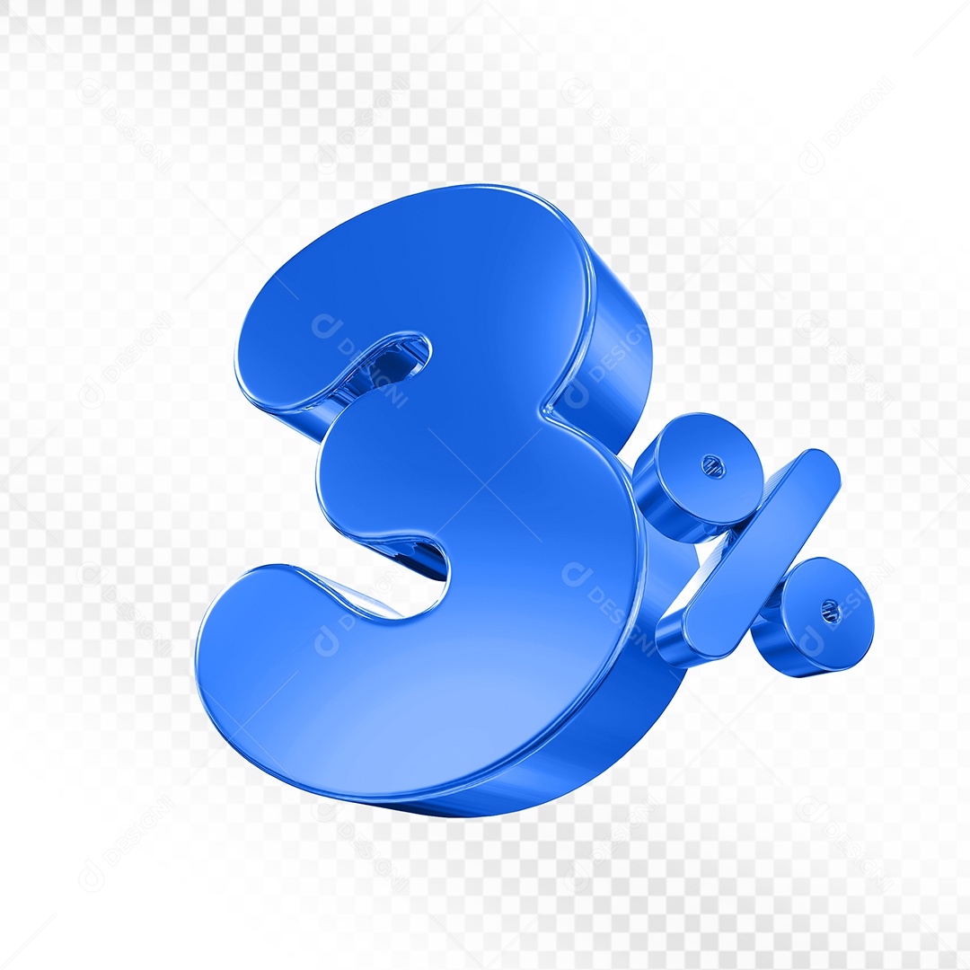 Balão 3D Número 3% Elemento Para Composição PSD