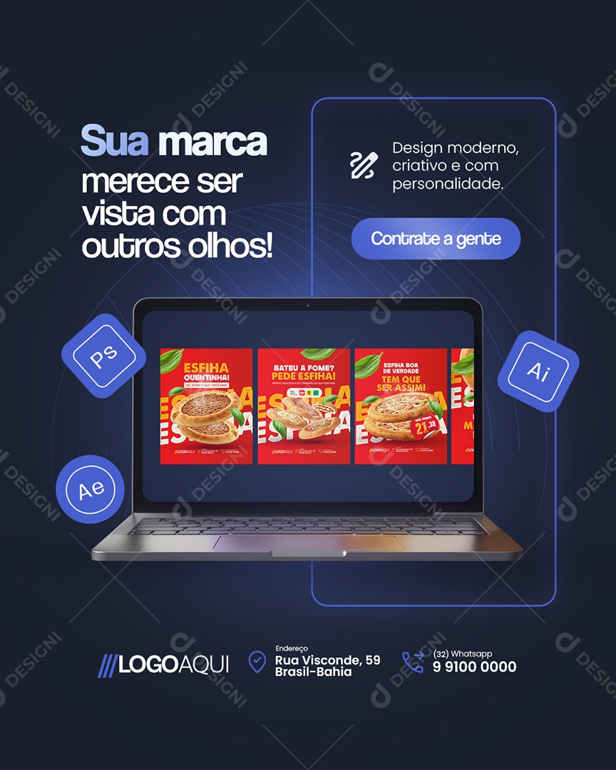 Marketing Sua Marca Merece Ser Vista Social Media PSD Editável
