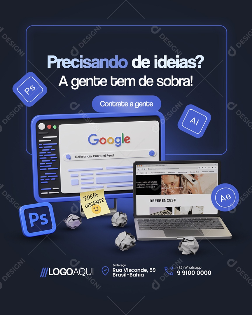 Marketing Precisando de Ideias Social Media PSD Editável