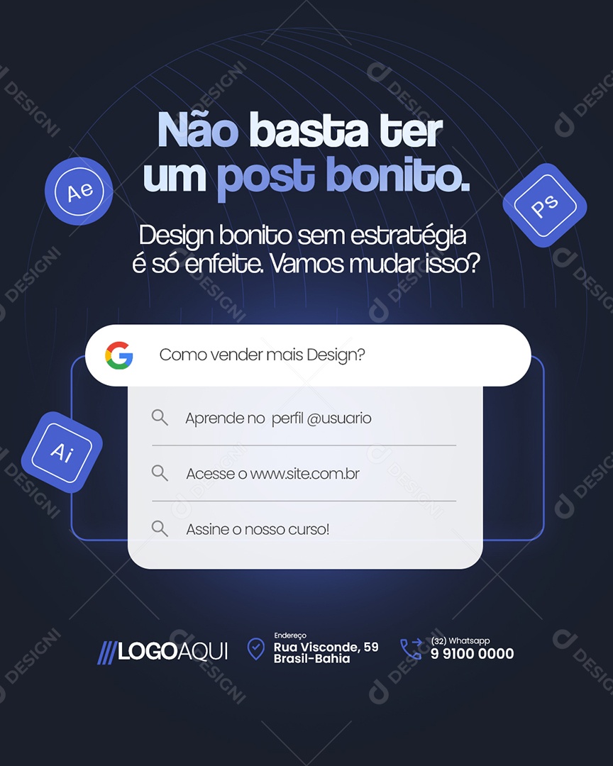 Marketing Não Basta Ter Um Post Bonito Social Media PSD Editável