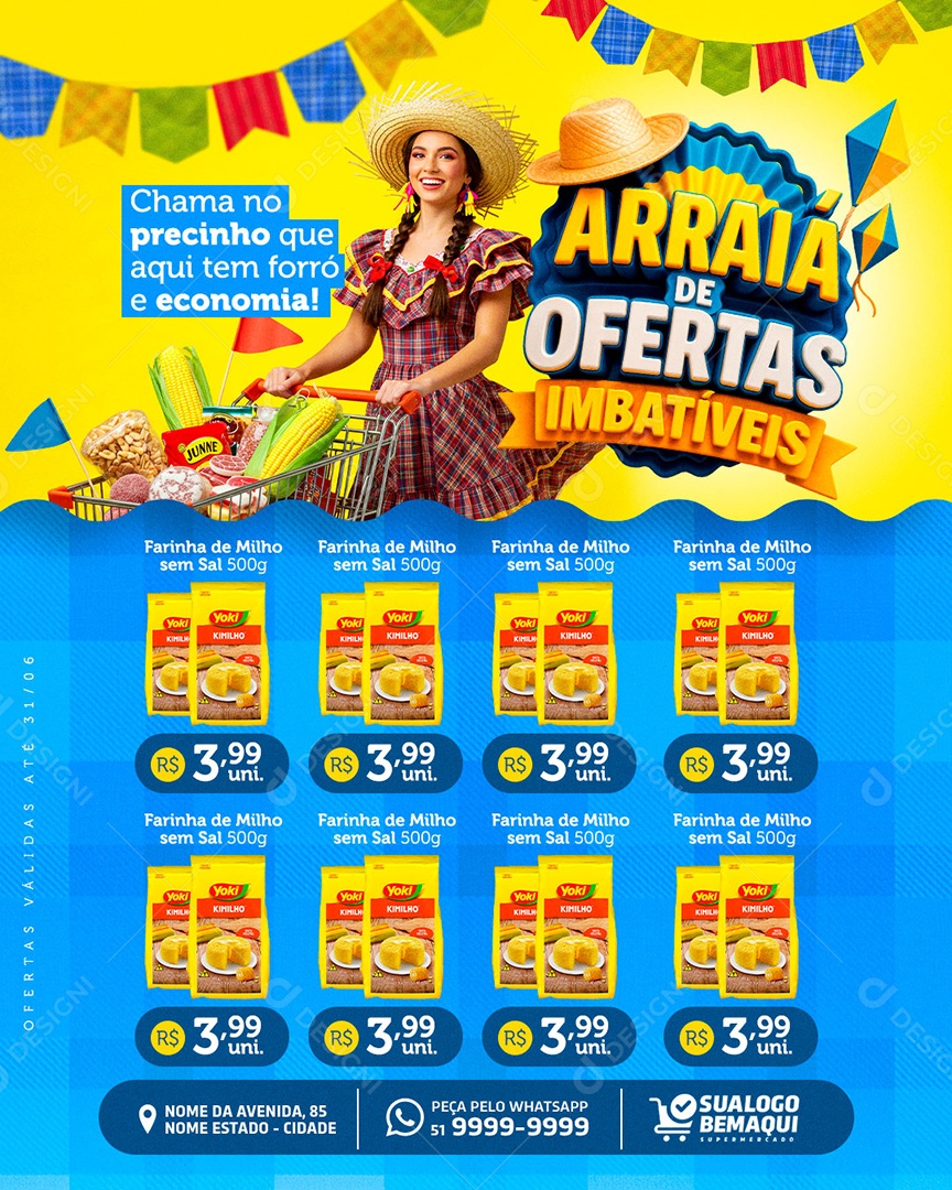 Arraiá de Ofertas Imbatíveis Social Media PSD Editável