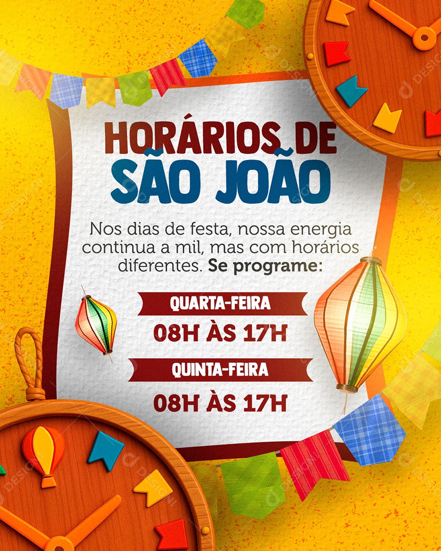 Horário Especial de São João Social Media PSD Editável