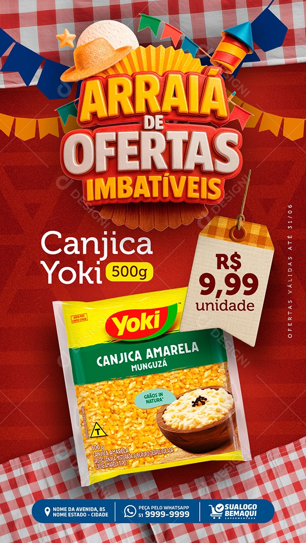 Story Arraiá de Ofertas Imbatíveis Social Media PSD Editável