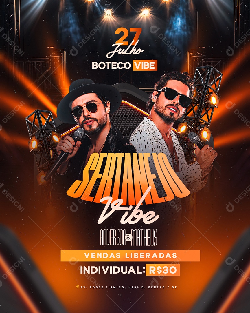 Flyer Sertanejo Vibe Social Media PSD Editável