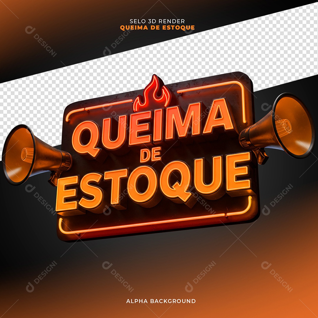 Queima de Estoque Selo 3D para Composição PSD