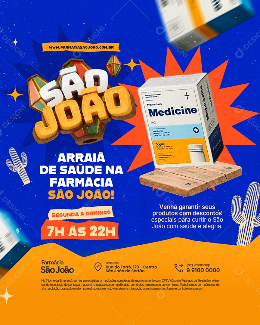 São João Farmácia Arraiá de Saúde Social Media PSD Editável