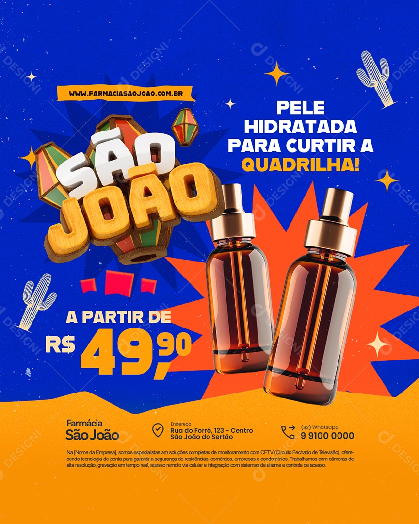 São João Farmácia Pele Hidratada Social Media PSD Editável
