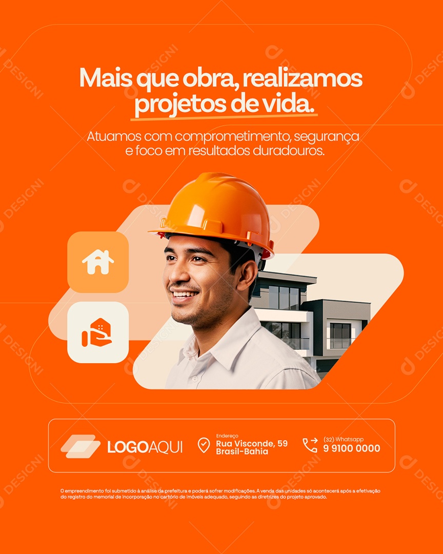 Construtora Mais Que Obra Realizamos Projetos de Vida Social Media PSD Editável