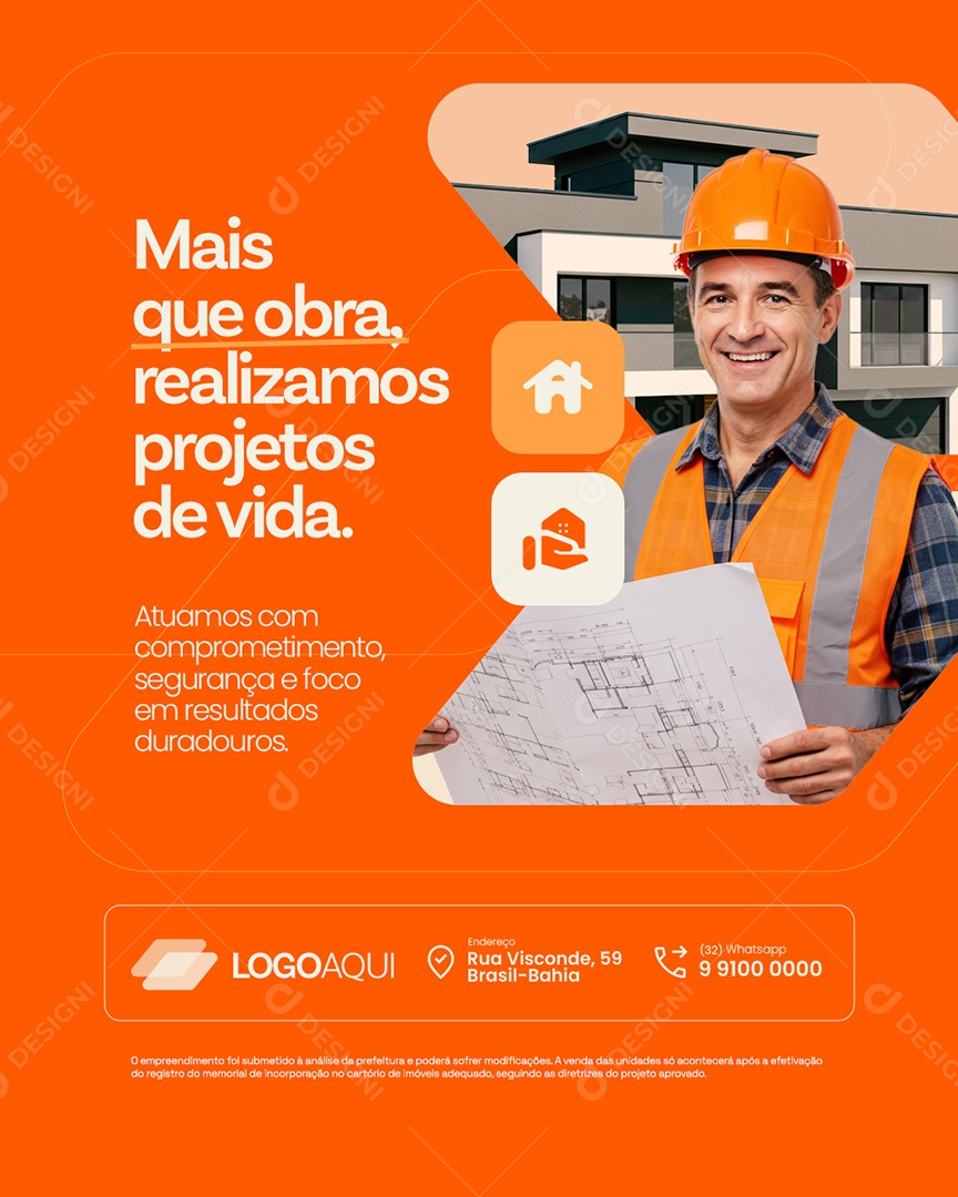 Construtora Mais Que Obra Social Media PSD Editável