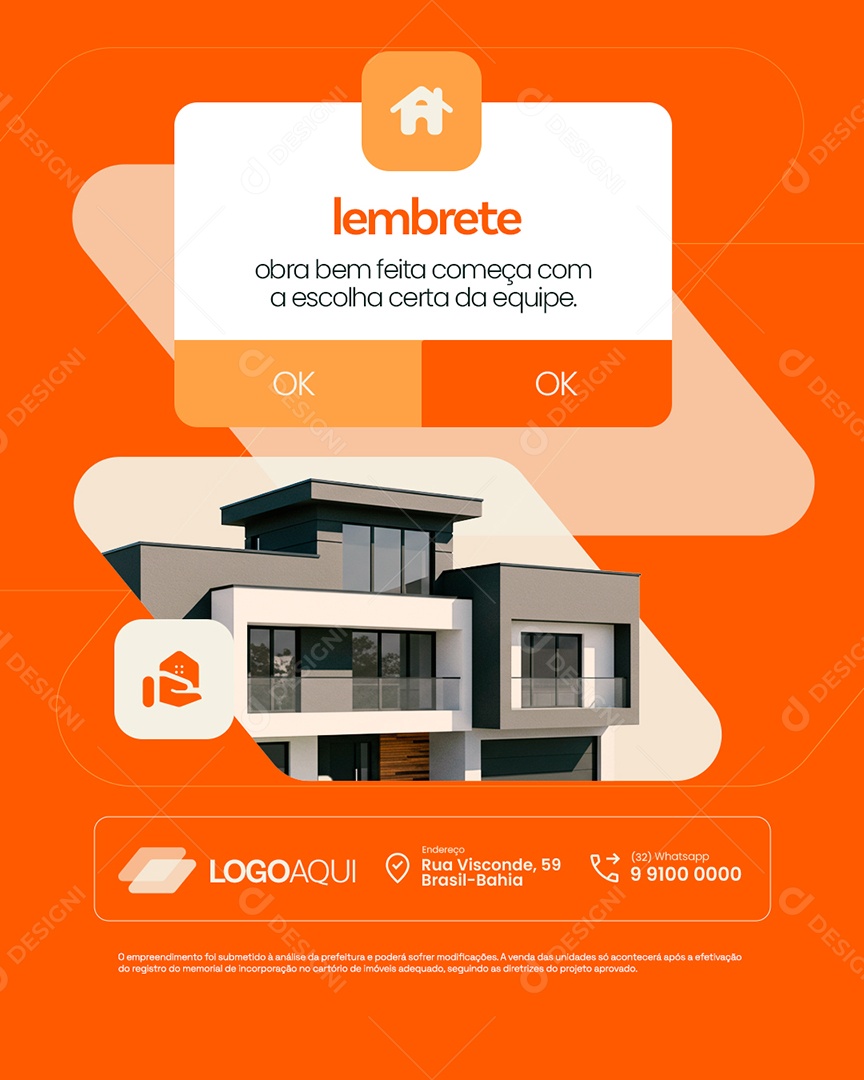 Construtora Lembrete Social Media PSD Editável