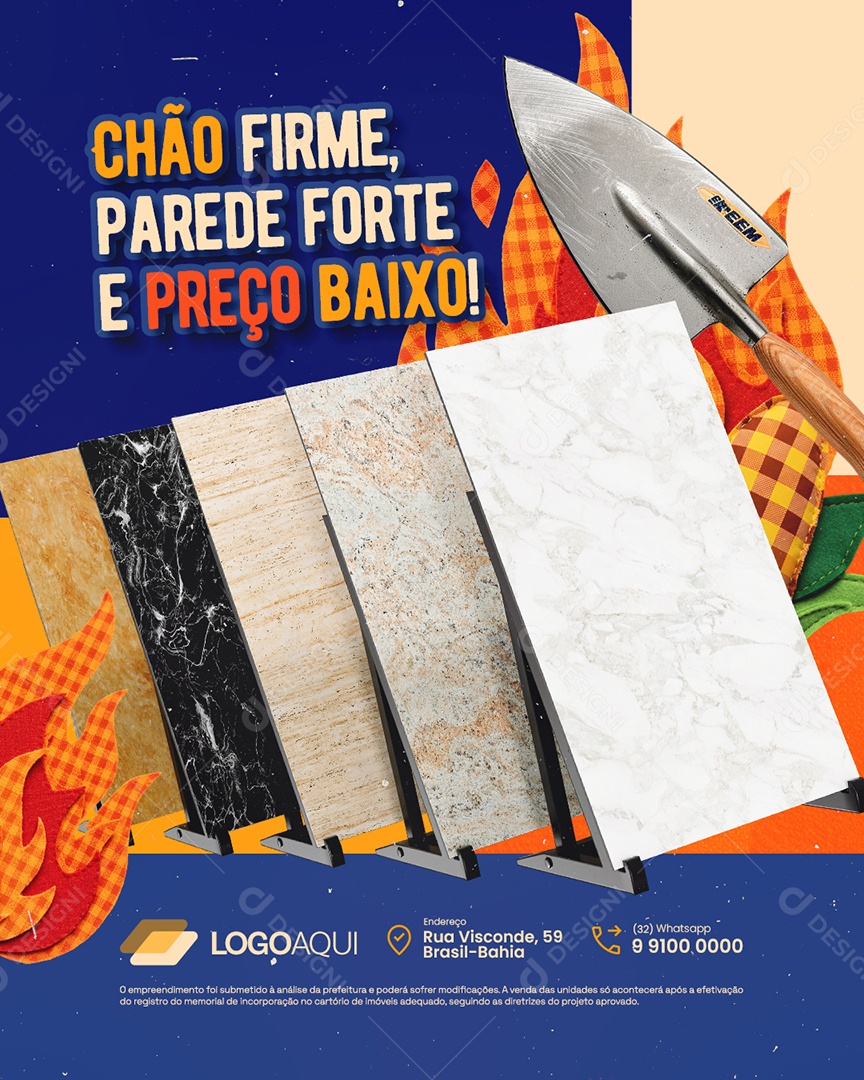 Arraia da Construção Pisos Chão Firme Social Media PSD Editável