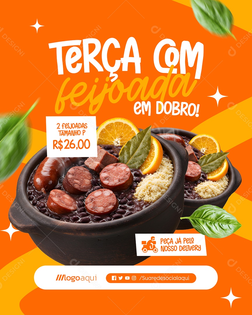 Terça com Feijoada em Dobro Social Media PSD Editável