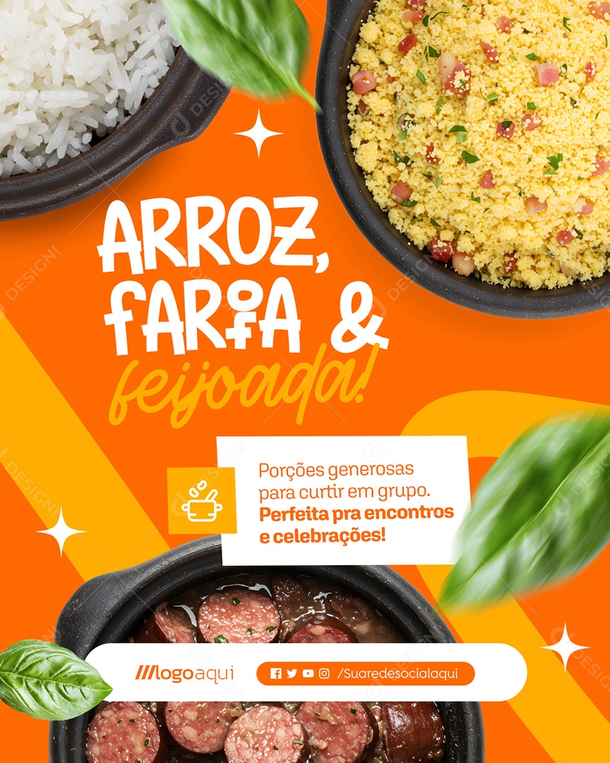 Arroz Farofa e Feijoada Social Media PSD Editável