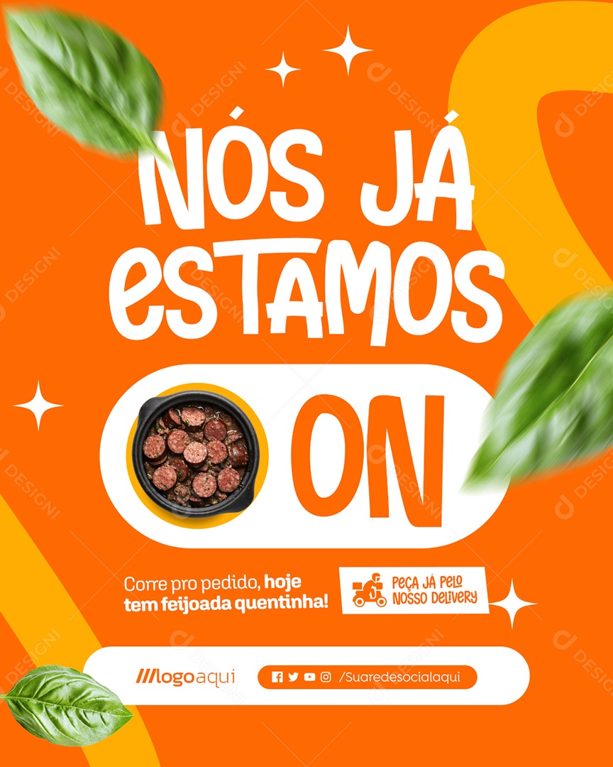 Feijoada Nós Já Estamos On Social Media PSD Editável