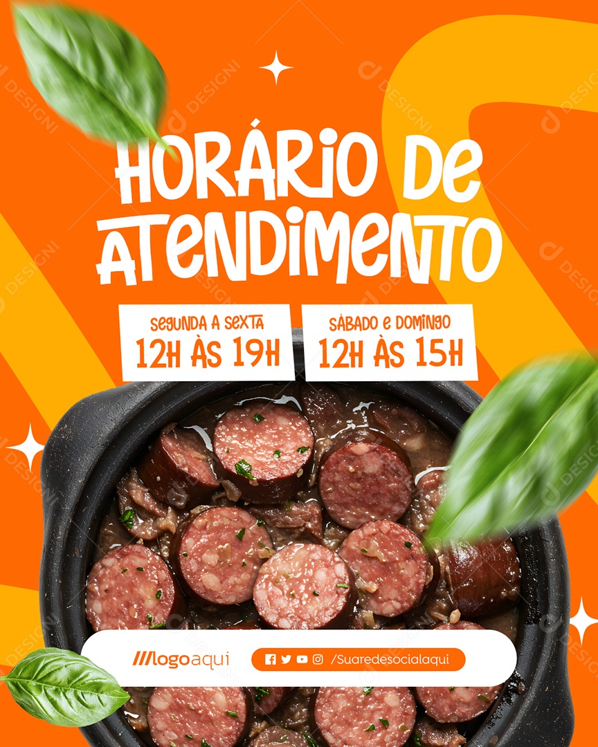 Feijoada Horário de Atendimento Social Media PSD Editável
