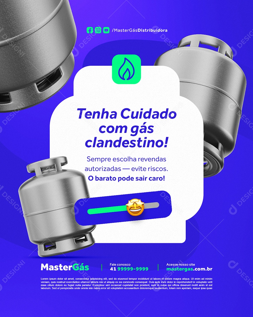 Distribuidora de Gás Tenha Cuidado Social Media PSD Editável