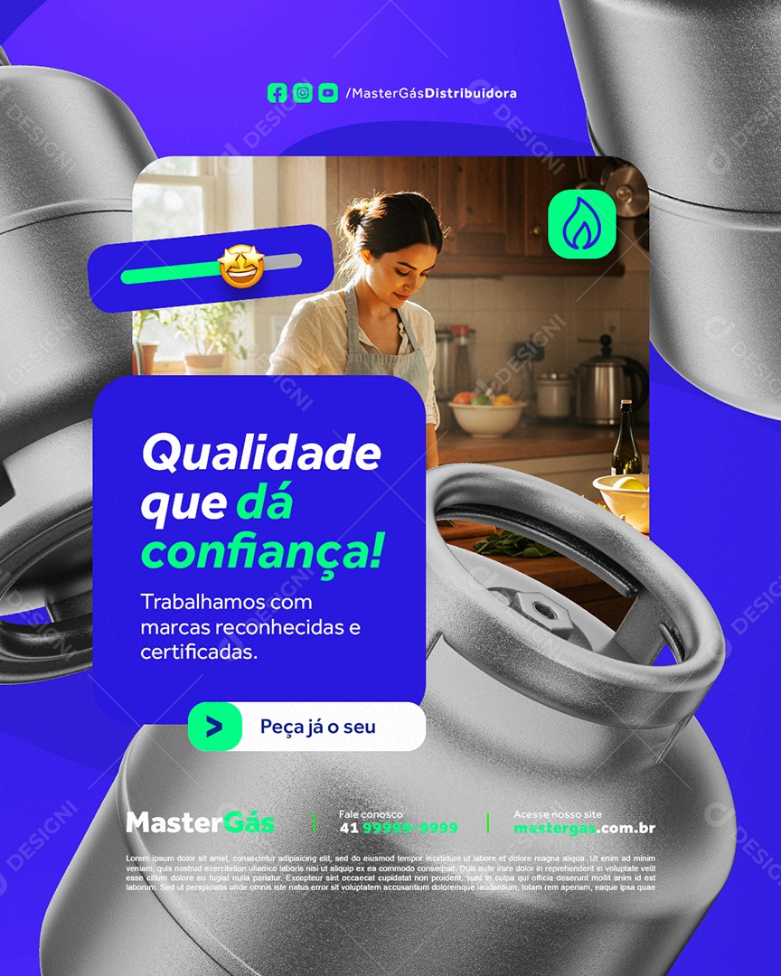 Distribuidora de Gás Qualidade Que Dá Confiança Social Media PSD Editável