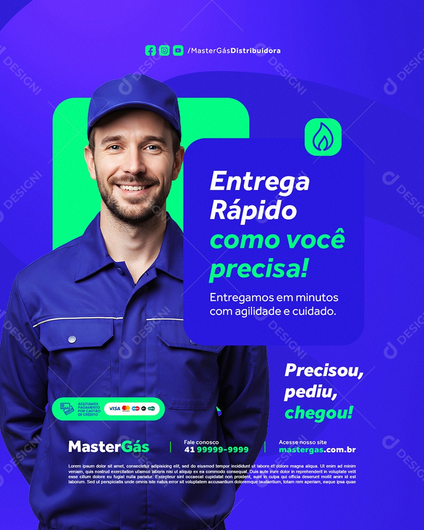 Distribuidora de Gás Entrega Rápido Social Media PSD Editável