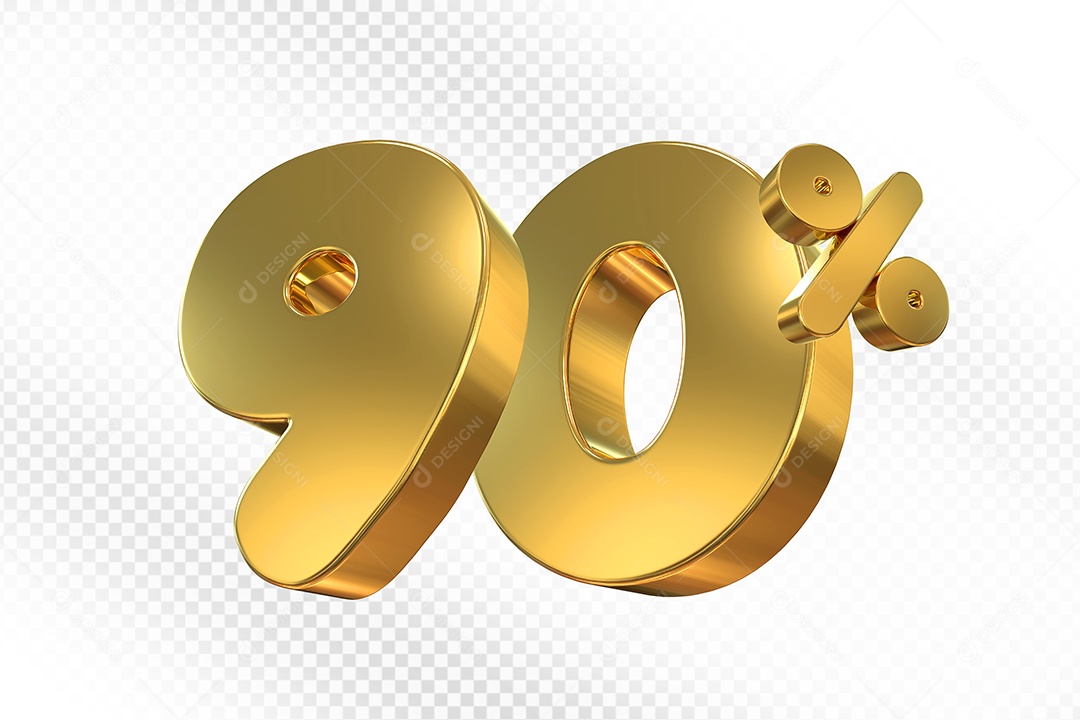 Elemento 3D Número 9% Dourado Para Composição PSD