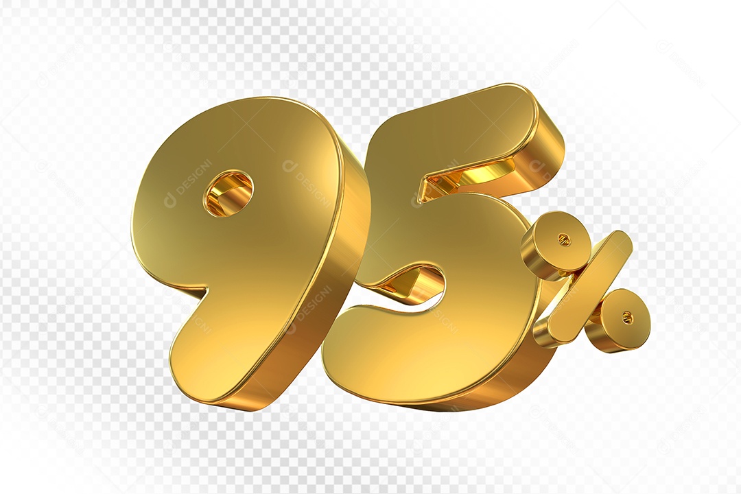 Elemento 3D Número 95% Dourado Para Composição PSD