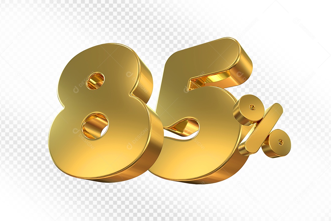 Elemento 3D Número 85% Dourado Para Composição PSD