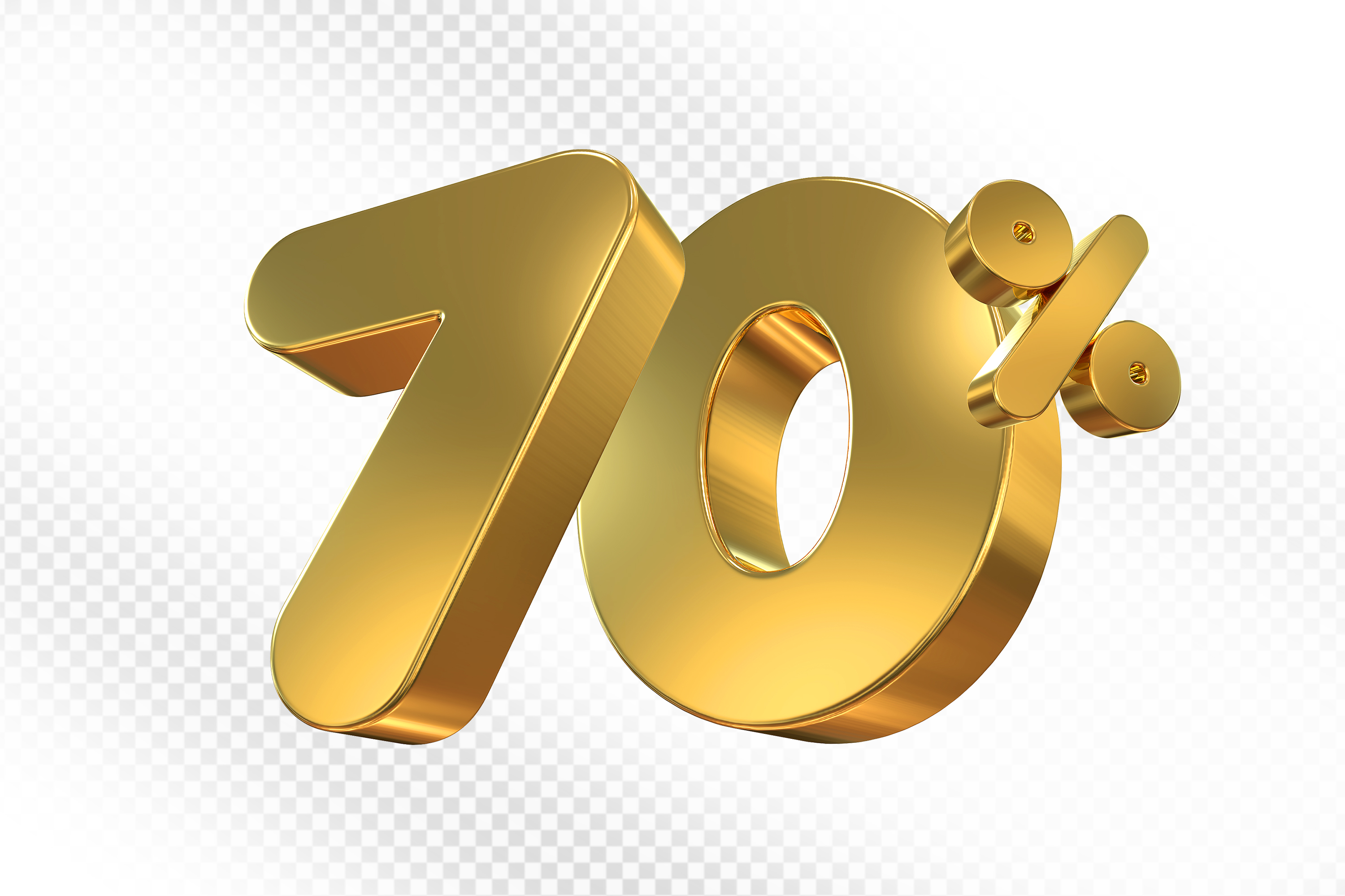 Elemento 3D Número 9% Dourado Para Composição PSD