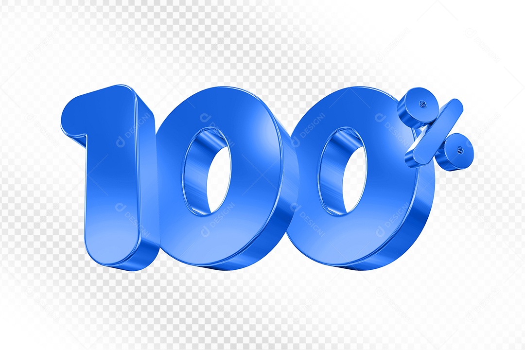 Balão Elemento 3D Número 100% Azul Para Composição PSD