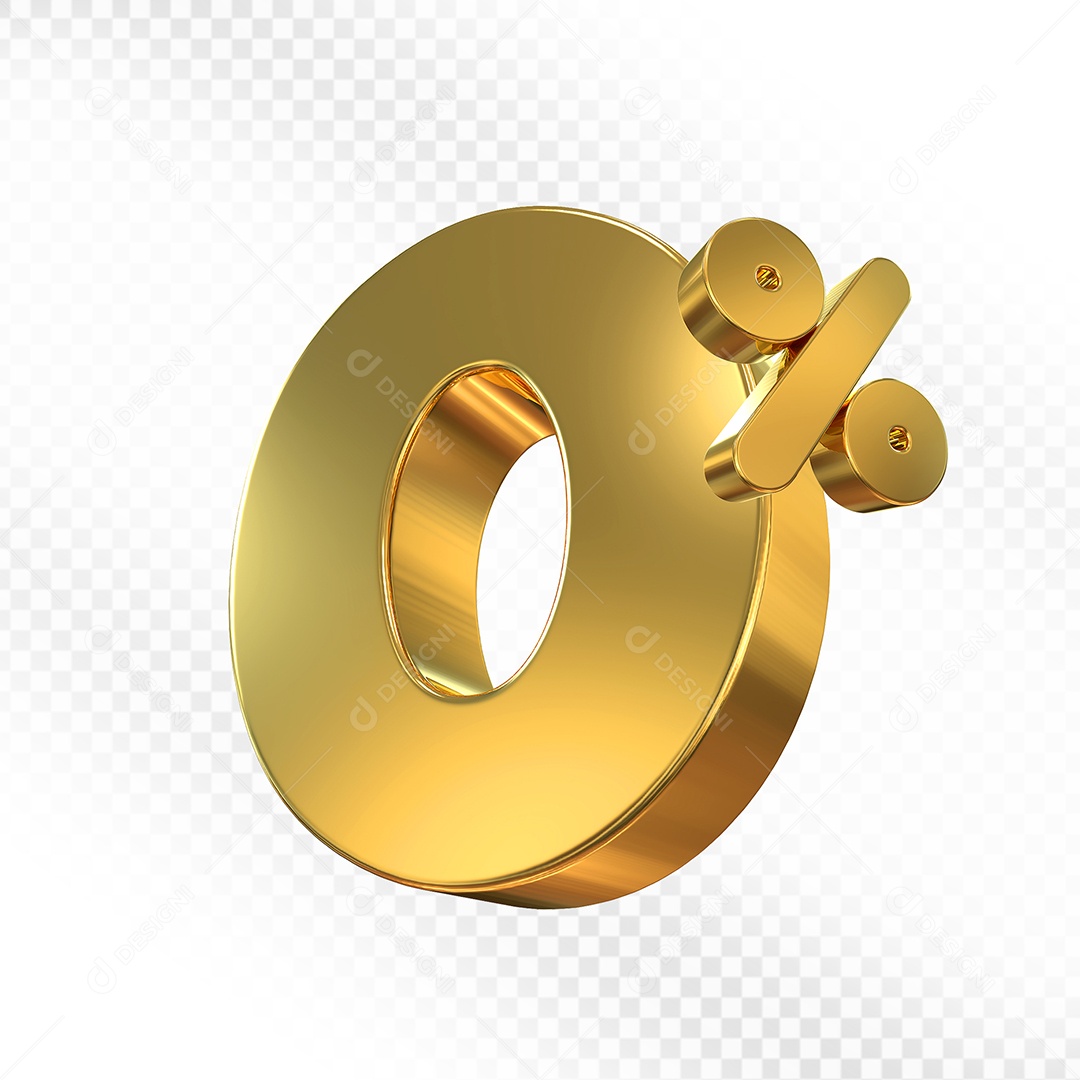 Elemento 3D Número 0% Azul Para Composição PSD