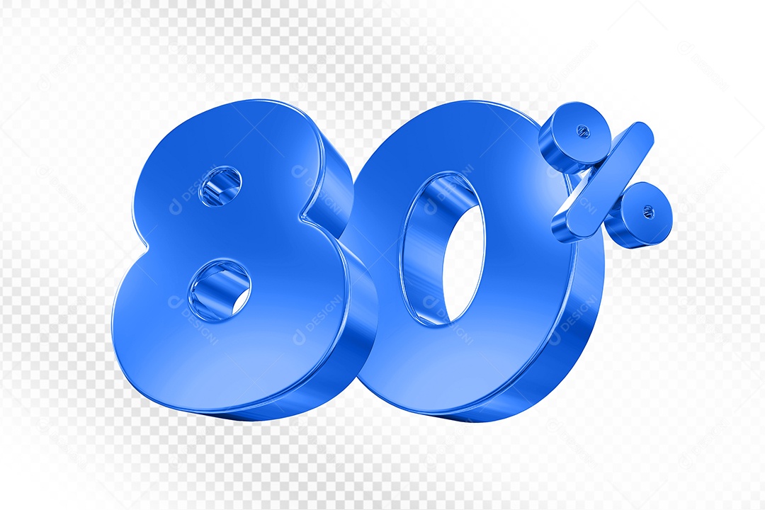 Elemento 3D Número 80% Azul Para Composição PSD